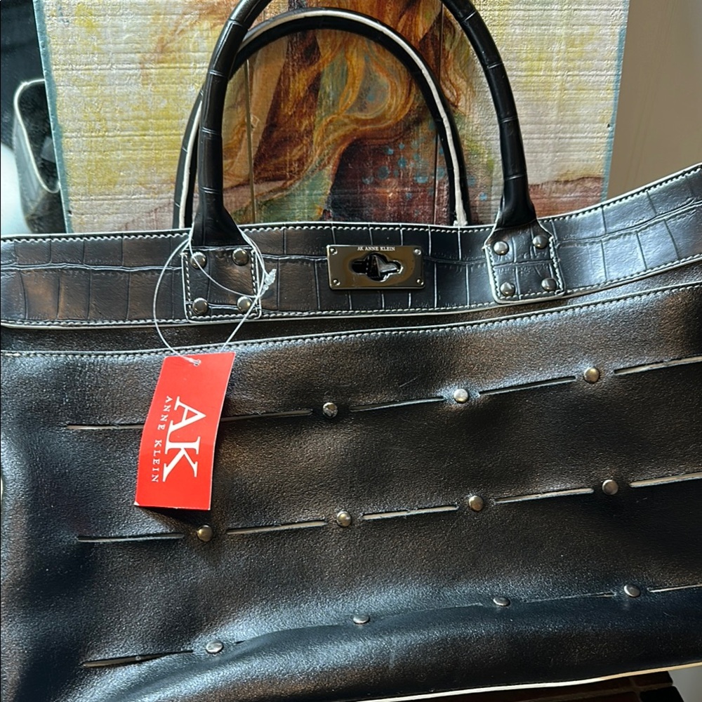 Anne Klein Black Studded Tote